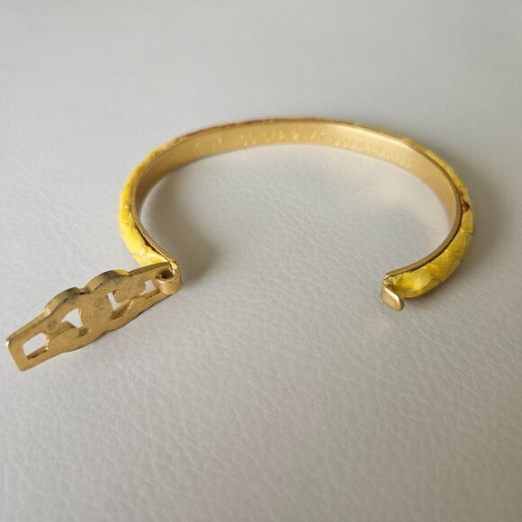 Vintage Gucci Gold GG Brown Snakeskin Bracelet in Yellow - Picture 3 of 4